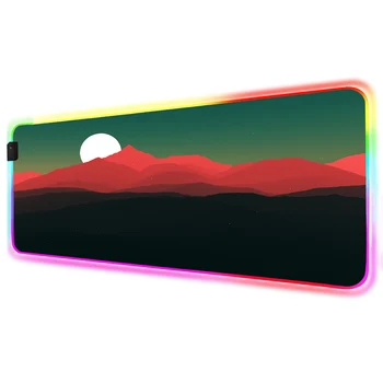 

Landscape RGB Mouse Pad Black and red Sunrise sunset Gamer Accessories Large LED MousePad Gaming PC Desk Play Mat with Backlit