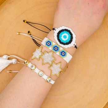 

ZHONGVI MIYUKI Bracelet Turkish Evil Eye Bracelet Pulseras Tassel Star Cuff Bracelets For Women Handmade Adjustable Jewelry Gift