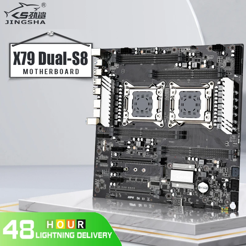 Материнская плата JINGSHA X79 Dual S8 двойной процессор Intel Xeon LGA2011 E5 V2 V1 8-Channe DDR3 поддержка