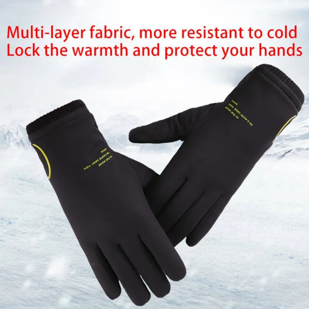 Unisex Fashion Genuine Leather Gloves Winter Windproof Waterproof Warm Touch Screen Outdoor Mountaineering Camping Gloves