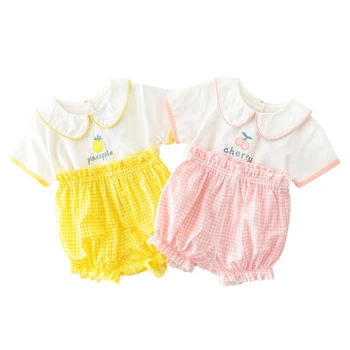 

Summer Newborn Baby Girls Cute Casual T-Shirt Tops with Harem Shorts 2PCs Clothes Set
