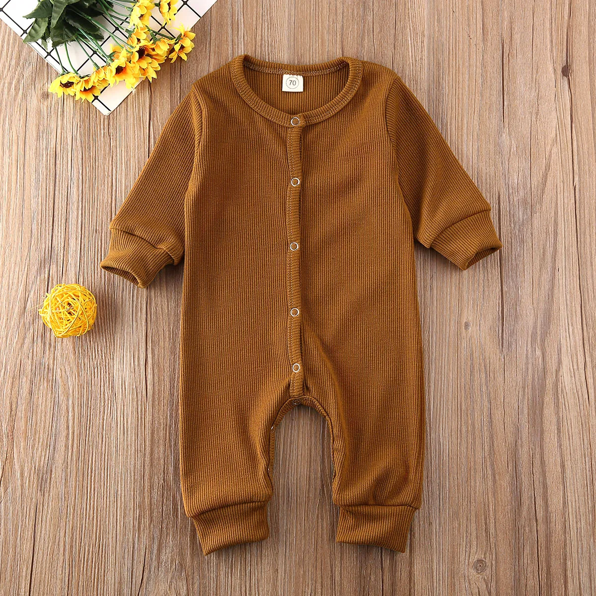 

Pudcoco Winter Newborn Baby Boy Girl Clothes Solid Color Knitted Cotton Long Sleeve Romper Jumpsuit Outfit Clothes