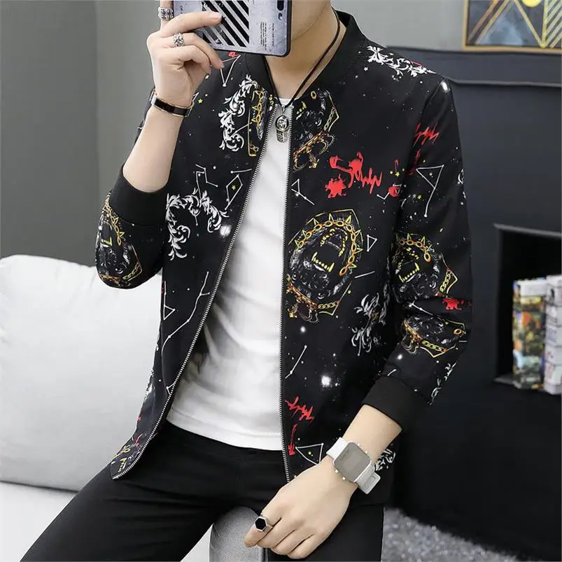 Весна осень Новое поступление мужские s куртки с цветочным принтом шамары Para Hombre Slim Fit повседневные мужские пальто Дизайнерская одежда 6XL