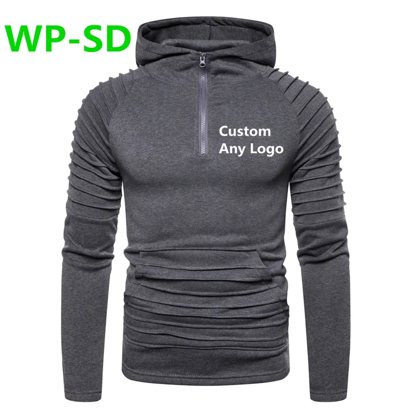 WP-SD, модный дизайн, логотип команды, Мужские приталенные худи, одноцветные, облегающие, уличные, пуловеры, худи, спортивная одежда с полосами, мужская куртка