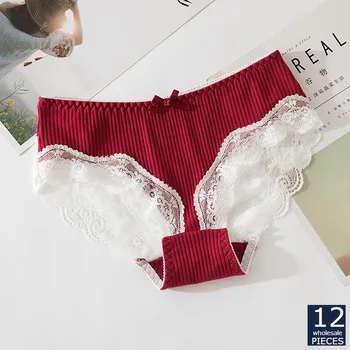 

12 Pcs/lot Women Panties High Waist Breathable Soft Cotton Girls Underwear Briefs Women Cute Print Sexy Lingerie TWY