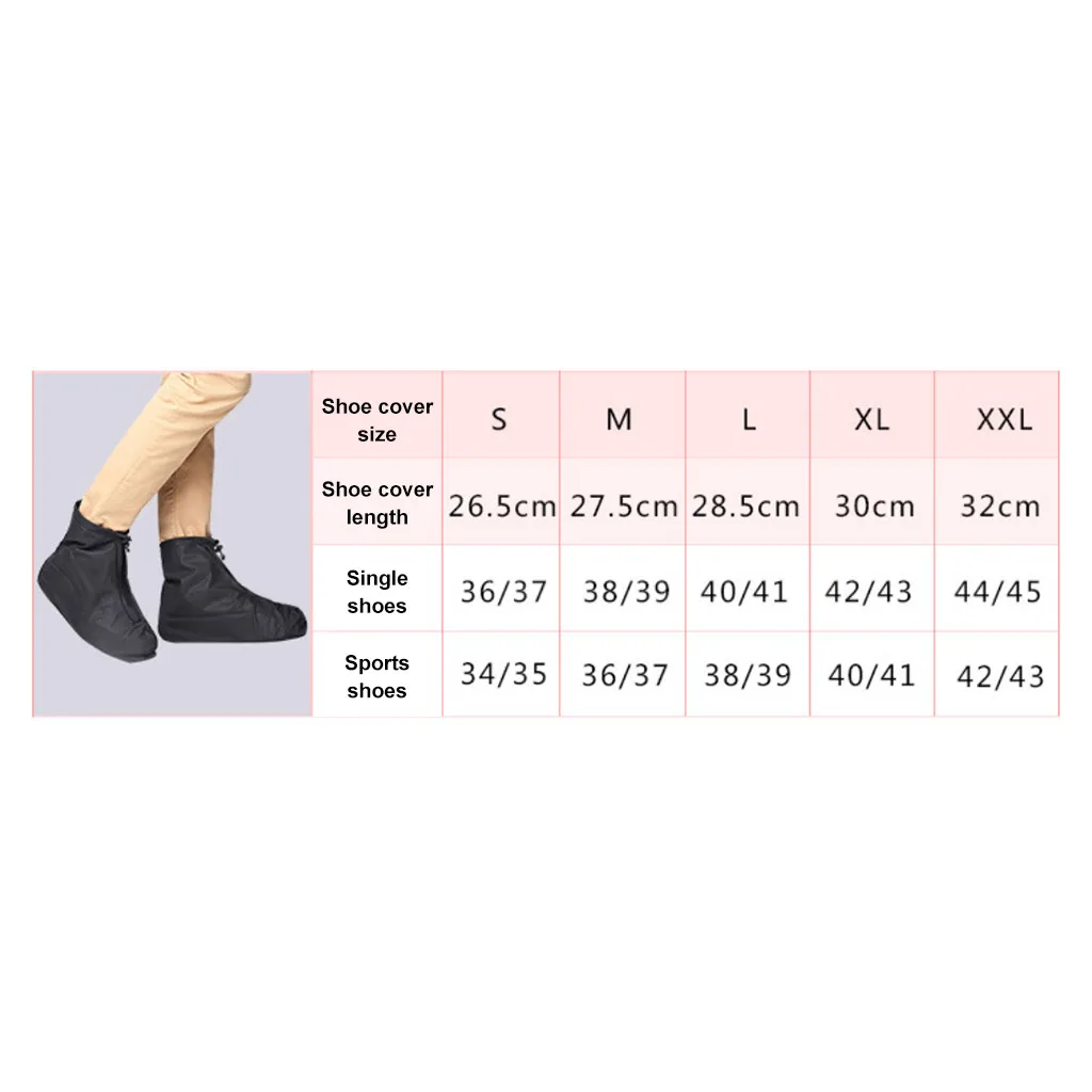 Rain Shoes Covers Waterproof Reusable Rain Boots Covers Unisex Anti-skid Elastic Zipper Thicker Overshoes Shoes Accessories