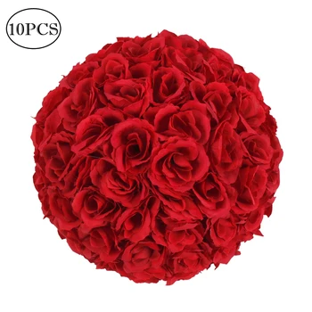 

10Pcs 25CM Flower Balls Wedding Decoration Wine Red home decoration flowers artificial