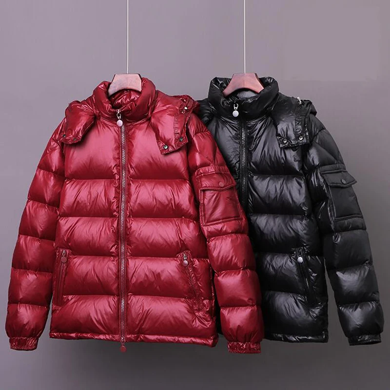 

2019 New Winter Men Down Jacket Fashion High Quality Male Down Coat Glossy Short Hooded Parka Thick Warm Men Clothing Brand