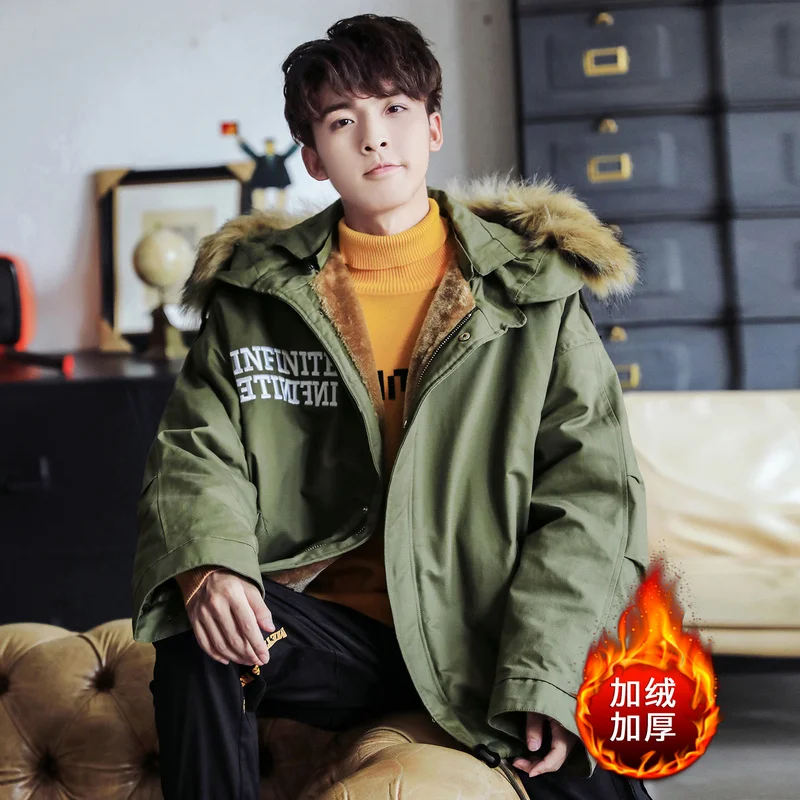 Men's winter casual street jacket coat trend warm coat new men's printing padded cotton clothes winter windbreaker jacket