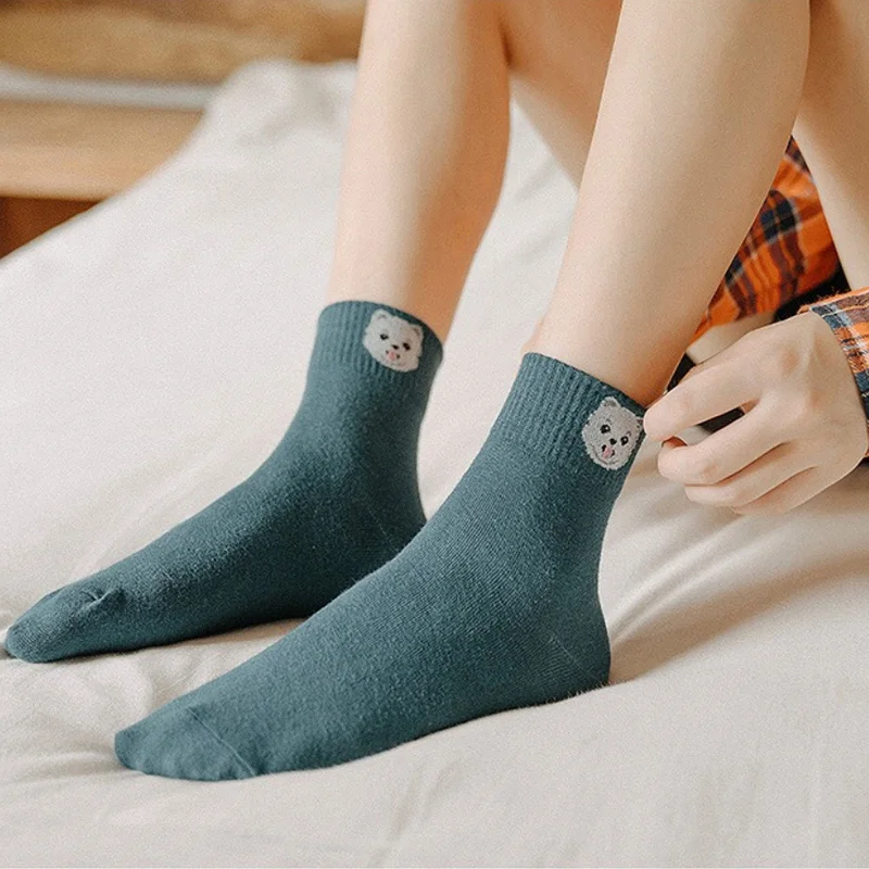 5 пар/уп. женские хлопковые носки Забавные милые носки Ретро-носки для девочек свободные полосатые Разноцветные носки с рисунками животных
