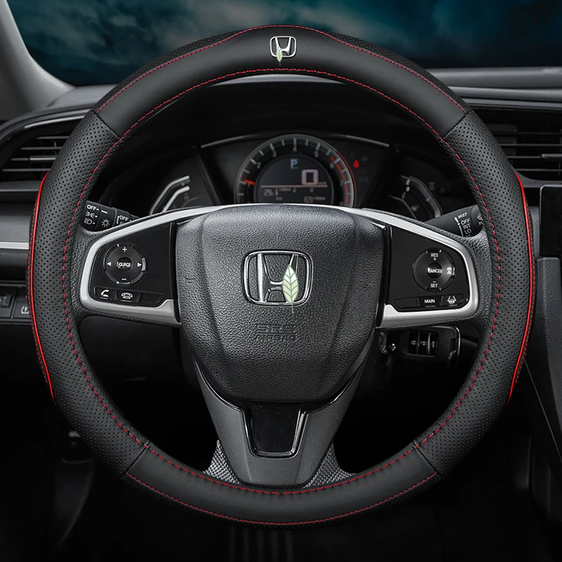 No Smell Thin Car Genuine Leather Steering Wheel Covers for Honda Accord City Civic Fit Brio CRV HRV Mobilio Odyssey Accessories