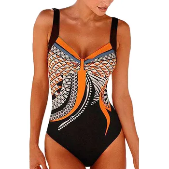 

Hot Selling Sexy Women Summer Backless Swimwear Print Push Up Padded One Piece Swimwear Beachwear Siamese Swimsuit Bikini Set