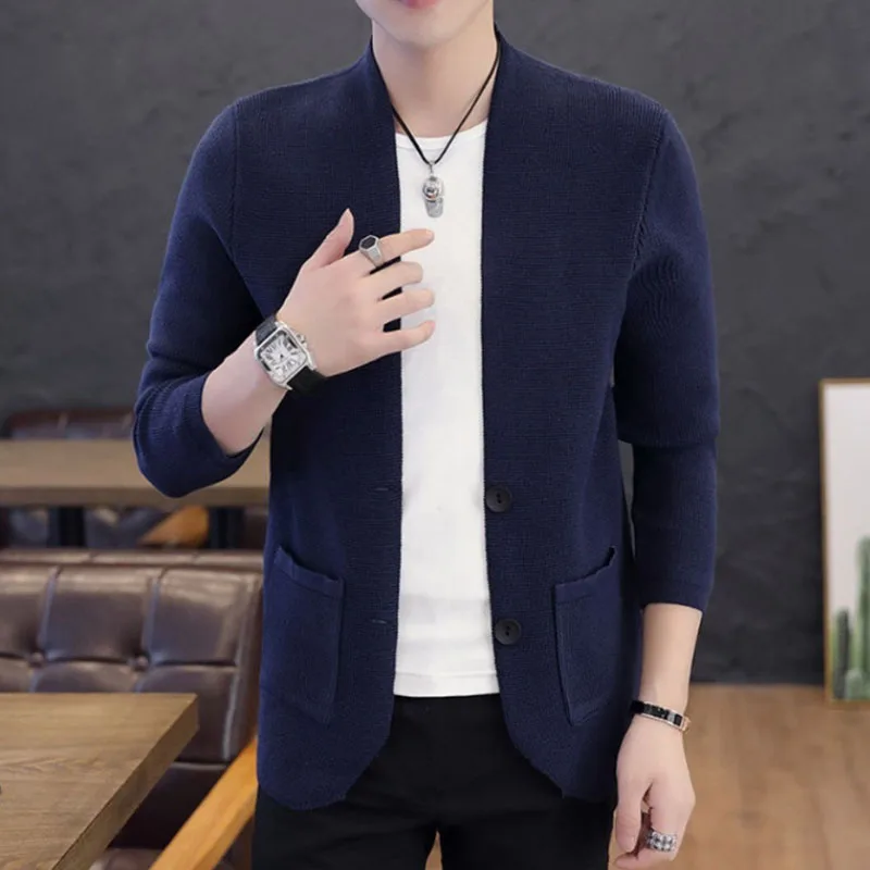 Autumn Cardigan Sweater Coat Men's Long Sleeve Cardigan Thin Men Trend Knitted Slim Sweater Brand Clothing yw571