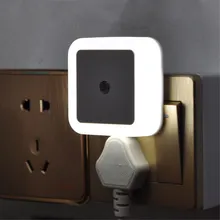 Goodland luz nocturna LED con sensor de control, lámpara de noche con sensor LED de ahorro de energía, lámpara con enchufe de europeo y americano