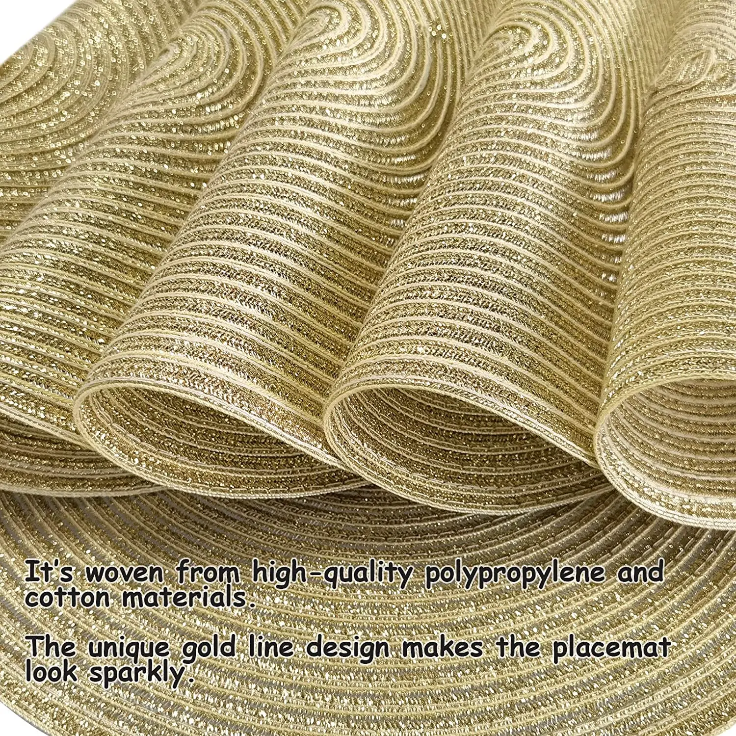 6Pcs/Set Round Braided Placemats Washable Kitchen Table Placemats for Home Wedding Party 38/32CM Gold/Beige/Sliver/Gray/Colorful