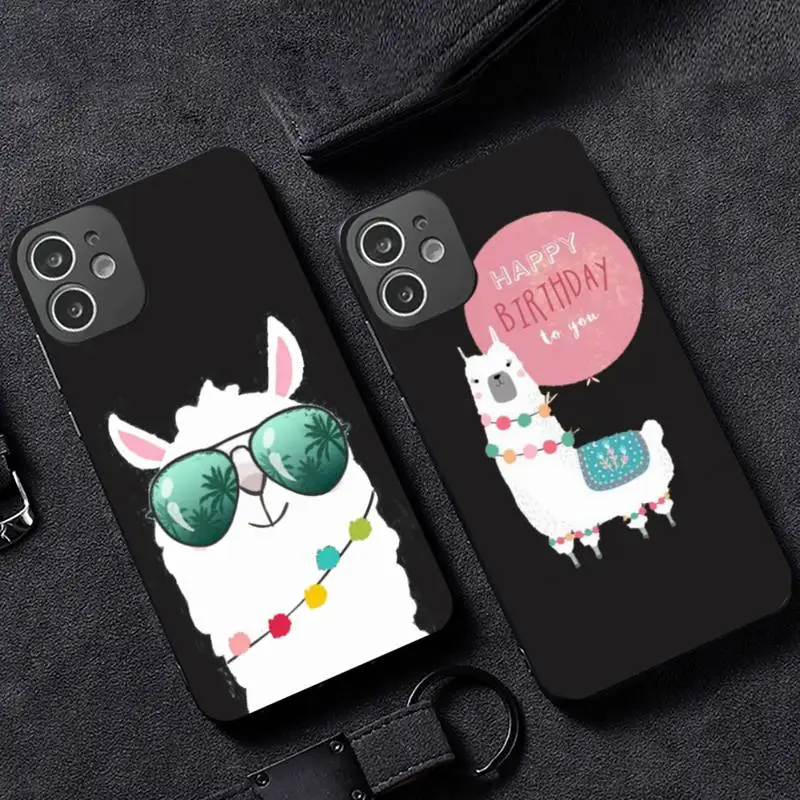 Милый мультяшный чехол для телефона Kawaii с ламой альпакой животными iPhone 12 11 mini pro XS