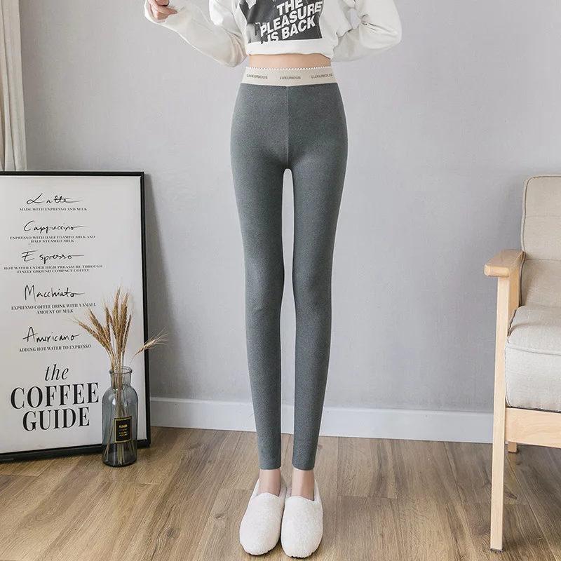 Newly Fashion Women Stretchy Thicken Leggings Slim Solid Color Single Layer Thermal Pants Female Warm Pants Wholesale