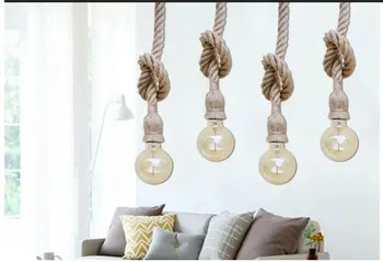 

Quality Vintage Woven Hemp Rope E27 Single Holder Sockets Pendant Lights Lamp Retro Decoration Chandelier