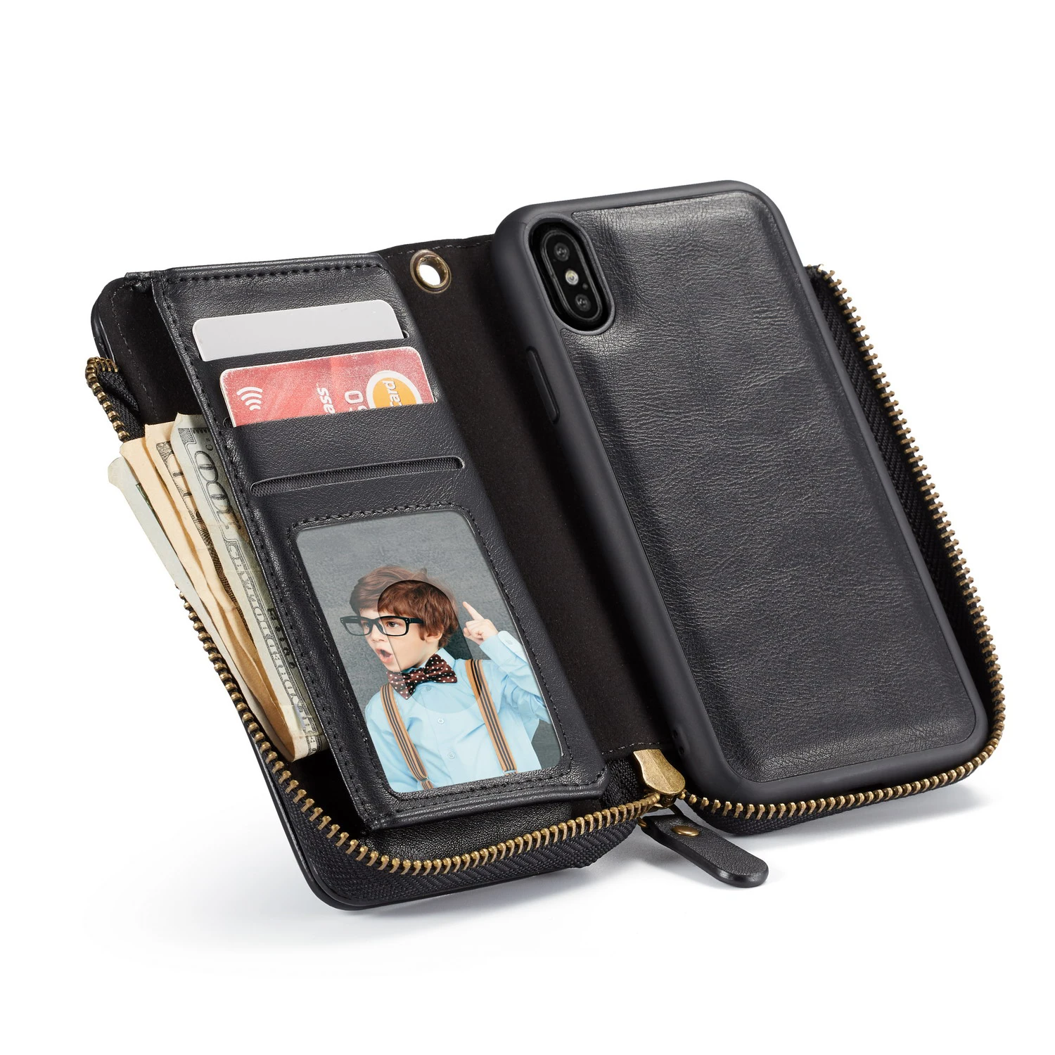 Роскошный кожаный чехол для iphone 8, чехол для телефона 2 в 1, многофункциональный кошелек для Apple iphone 8 Plus, слот для карт, сумка на молнии