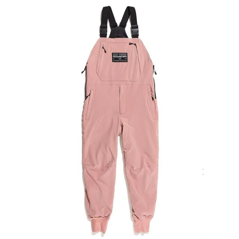 

Pink Bib Pants Insulated Bib Drawstring Design Snowboard Pants Strap Jumpsuit Broadcloth Pants Cotton Overalls Pants Unisex