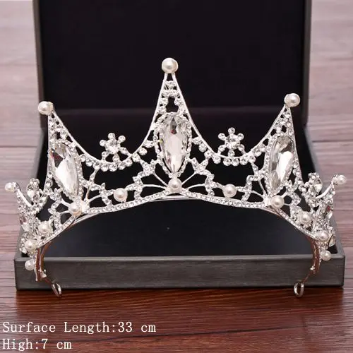Silver Color Свадебные аксессуары для волос, Свадебные короны и диадемы, Серебряные Кристаллы, стразы, свадебная корона, свадебная диадема, диадема, украшение - Окраска металла: Silver Color