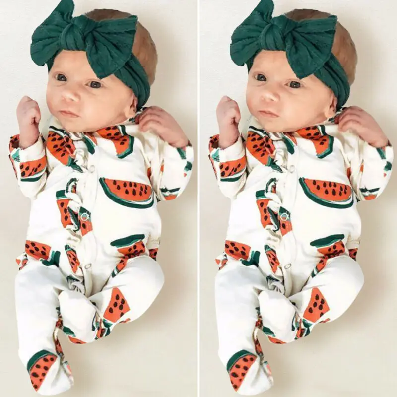 Newborn Kids Baby Girls Boys 0-18M Romper Jumpsuit Long Sleeve Cotton Clothes