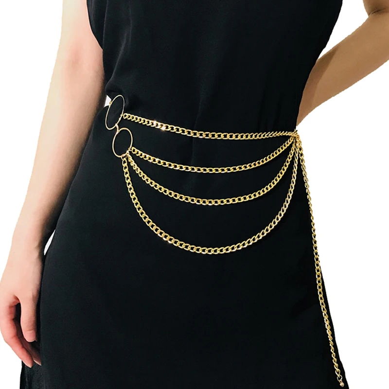 Для женщин с цепью на талии серебристого и золотистого цвета Многослойные ретро кисточки пояс-цепочка женские ювелирные изделия модное платье украшение