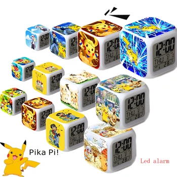 

Go Pokemon Cartoon Alarm Clock Kids Wake Up Light Digital Alarm Clock Kid Toys LED Pikachu Clock Color Chang Table Reveil Wekker
