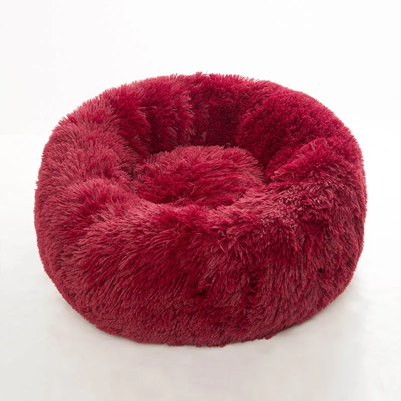 Red QQQPET супер мягкие хлопковые коврики диван для собаки чихуахуа корзина для собак круглая кровать для собаки фотография моющийся Кот маленький пончик собака дом - Цвет: Red