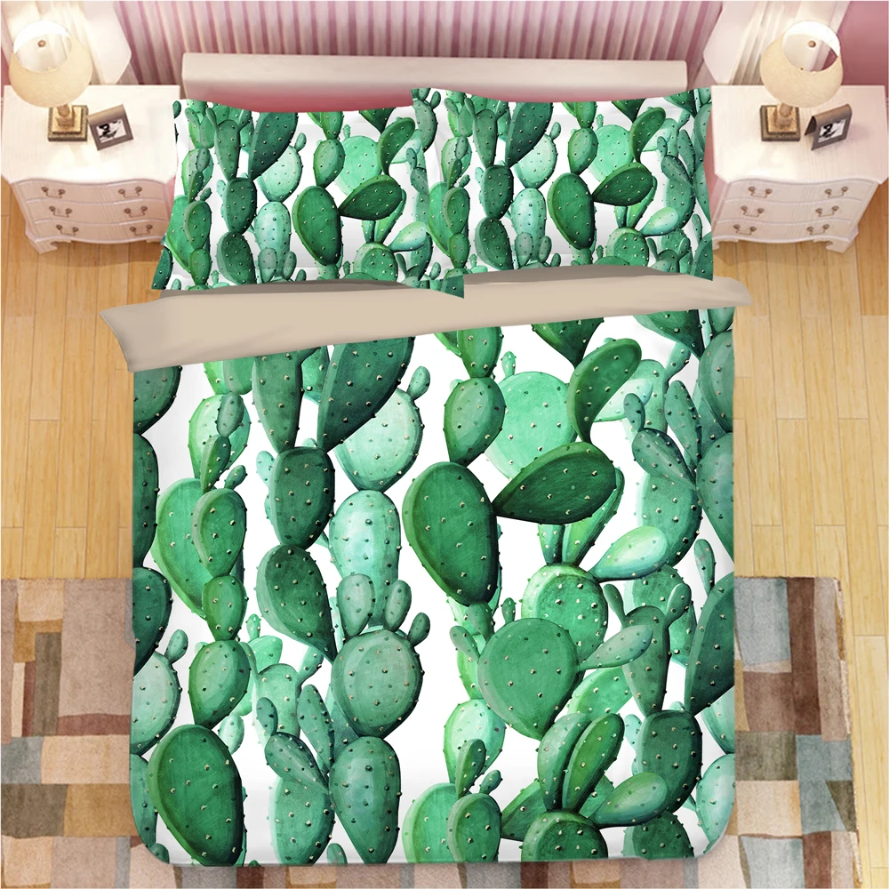 Комплект постельного белья с рисунком кактуса, 3D, пододеяльник, наволочки, цельное одеяло, Комплект постельного белья, постельное белье