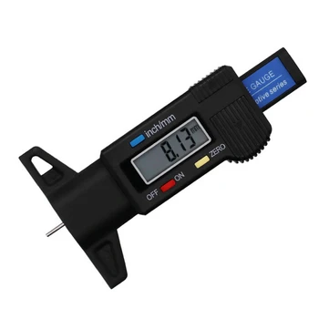 

Black High Precision Digital LCD Tire Depth Gauge Tire Caliper 0-25.4mm Measure Tool For Tyre Profile Depth Measurement
