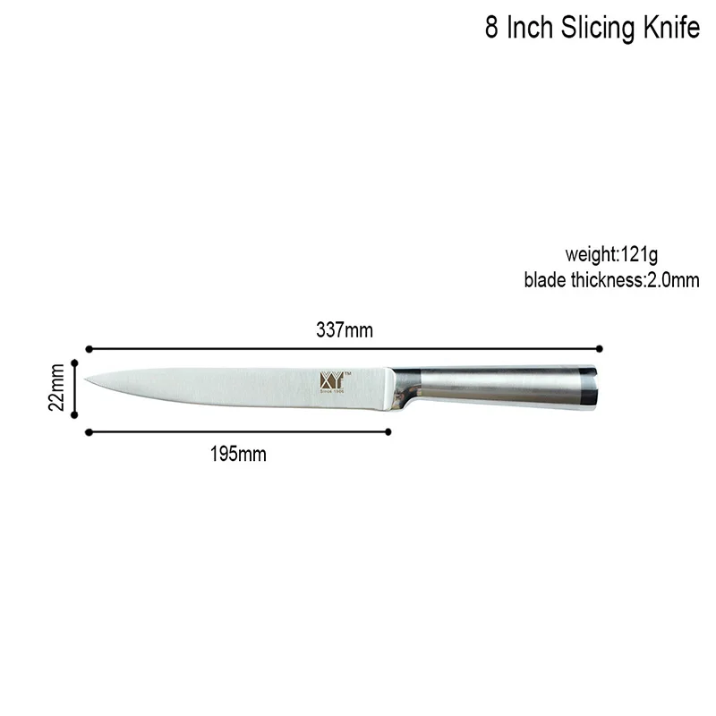 8inch slicing XYJ кухонный нож " 8" " 5" 3," инструмент для очистки овощей Santoku шеф-повара нож для нарезки хлеба с прямой ручкой из нержавеющей стали инструменты для приготовления пищи - Цвет: 8inch slicing