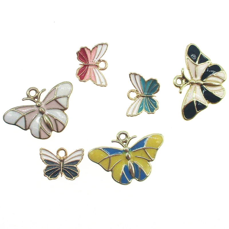 10pcs Trendy Butterfly Pendants Colourful Enamel Charms Small Animal Earrings Findings DIY Jewelry Accessories XL650 | Украшения и