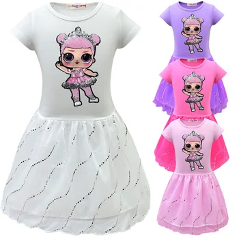 

2019 Girl Lol Princess Birthday Party Mesh Kids Dresses for Girls Dolls Toddler Tutu Dress Summer Dress Lol Clothes