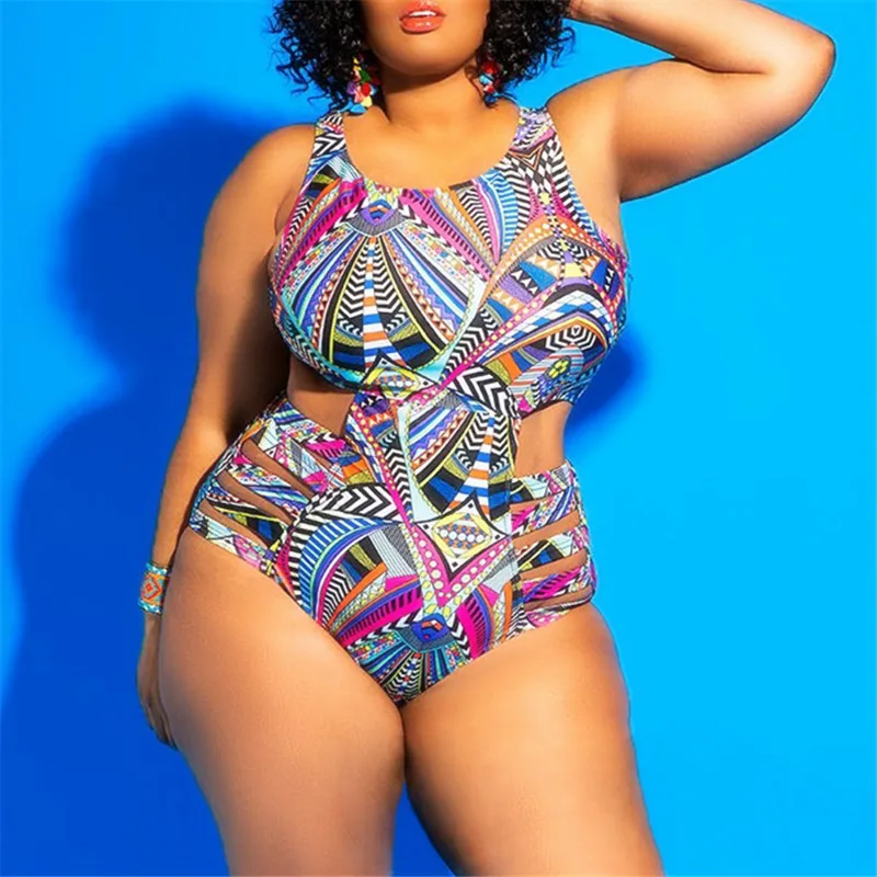 Bkning 4XL Plus Size Women Swimsuit One Piece Bathing Suit for Woman 2020 Swimsuits Strapless Plaid Joint Swim Large Monokini XL