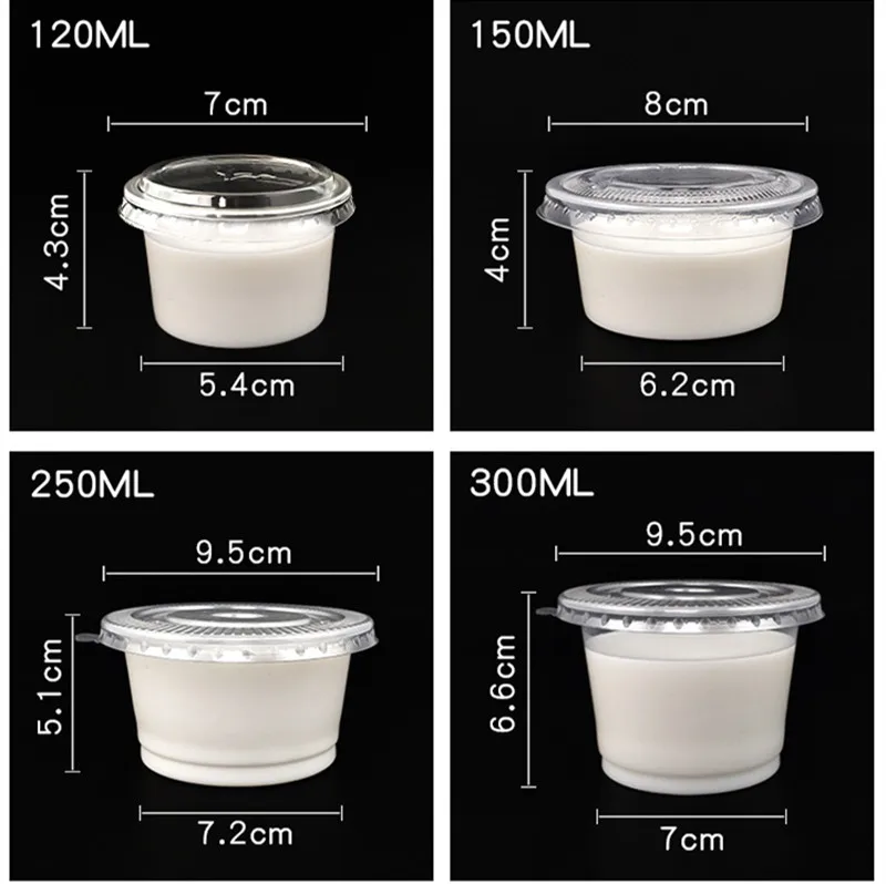 100 шт 250 мл 300 мл одноразовая Желейная чашка для йогурта 120 мл 150 мл 200 мл круглые прозрачные десертные пластиковые чашки с крышками