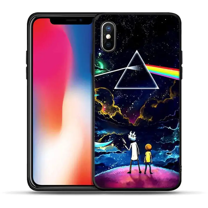 Черный мягкий чехол Rick and Morty с кошкой для iPhone 5S, SE 6 6s 7 8 plus Мягкий силиконовый чехол из ТПУ для iPhone X XR XS MAX Coque Fundas