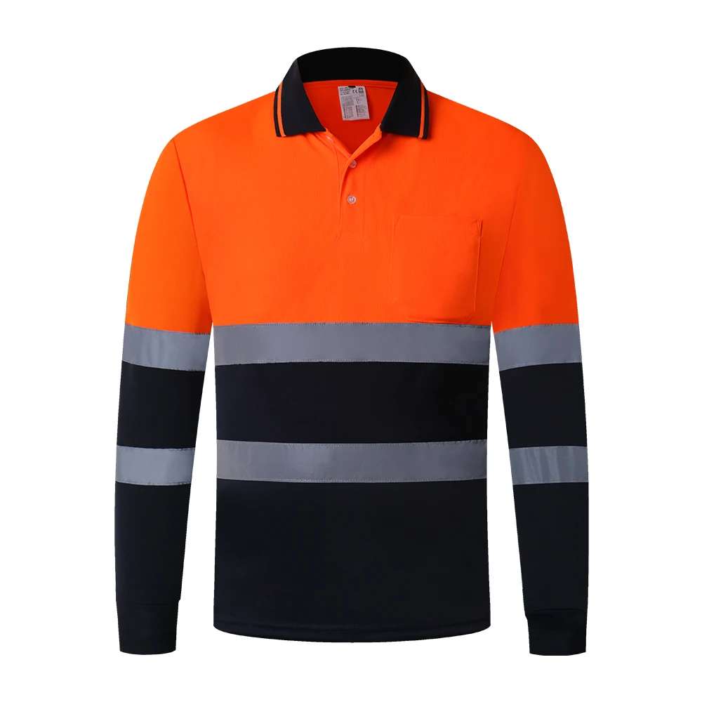 ReflectiveSafetyLongSleeveANSIClass1PoloShirtHiVisWorkwear