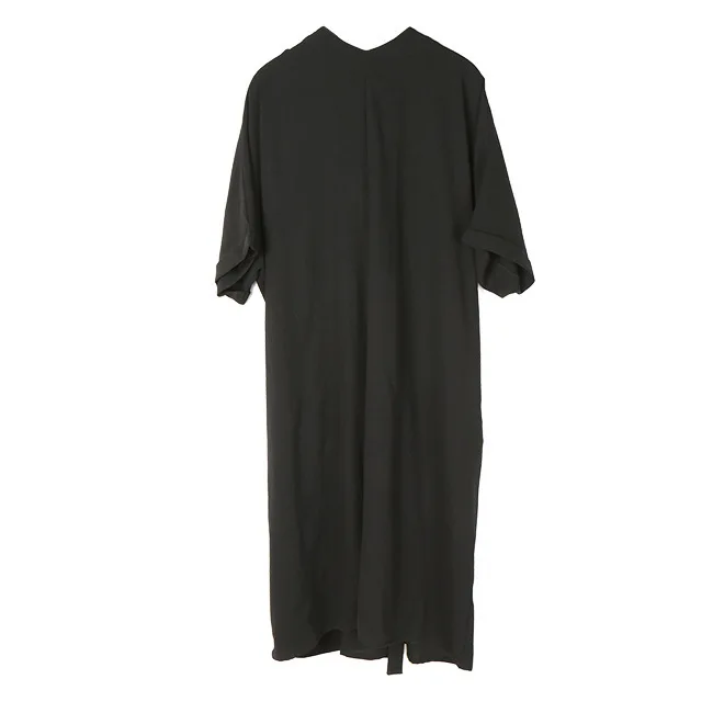 [EAM] Новое весенне-летнее шифоновое платье свободного кроя с v-образным вырезом и коротким рукавом JF733