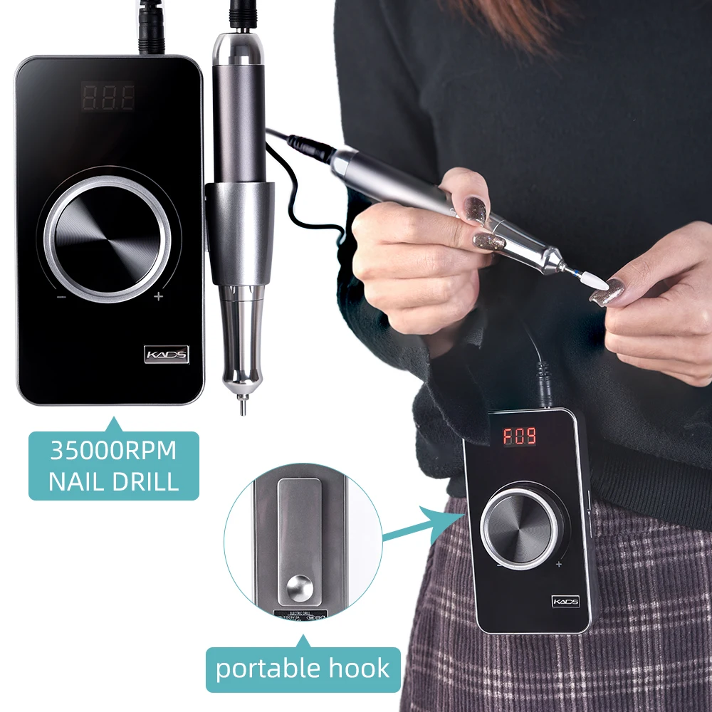 KADS Nail Drill Machine 35000rpm Rechargeable Brushless Motor Portable Electric Apparatus for Manicure Drill Polisher for Nails 5