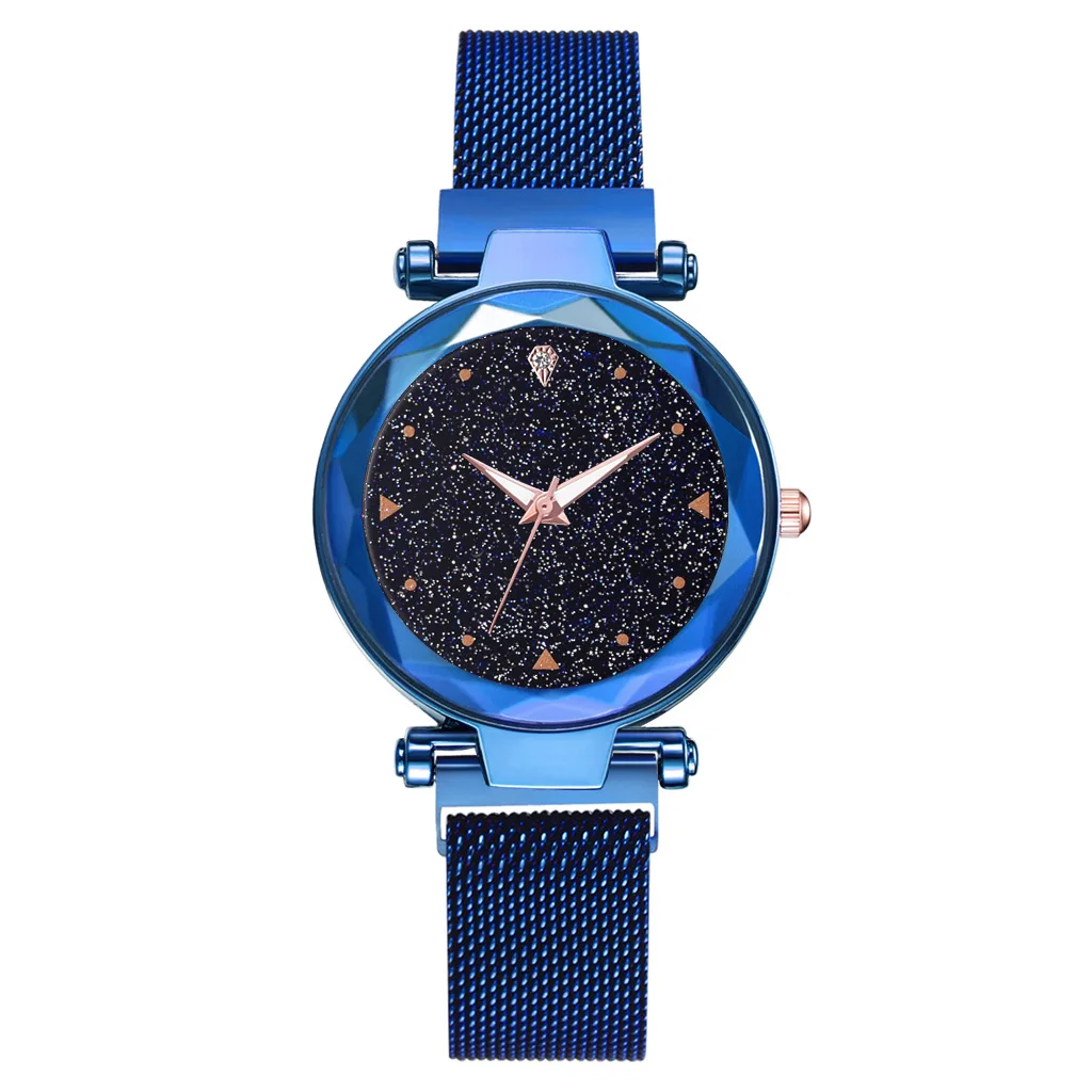 Роскошные элегантные женские часы женские часы Звездное небо магнитные водонепроницаемые женские наручные часы Relogio Feminino Reloj Mujer - Цвет: Blue