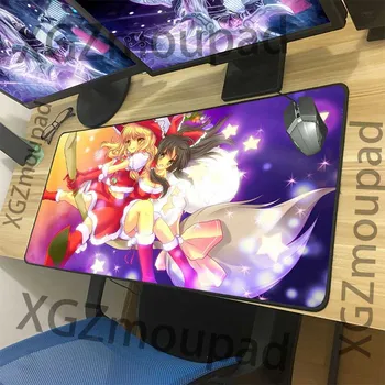 

XGZ Large Mouse Pad Black Lock Edge Christmas Naughty Girl Cartoon Printing Computer Desk Mat Rubber Non-slip Washable Carpet