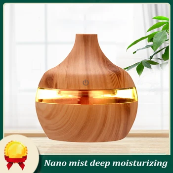 

Home Air Humidifier Mini USB Ultrasonic Humidifier Wood Grain 7 Color LED Light Essential Oil Diffuser 300ml Car Humidifier