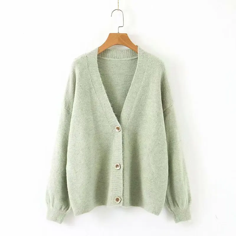 2019 Women Autumn Soft And Comfortable Knit Cardigan Cardigans Large V-Neck Loose Sweater Casual Button Sweet Tops |