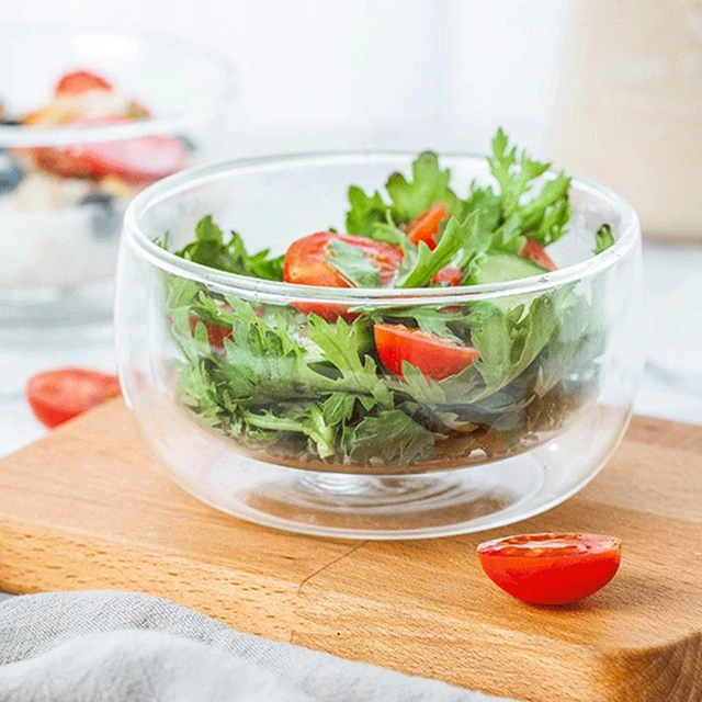 Clear Soup Bowls, Large Durable Insulated Double Wall Glass Cereal