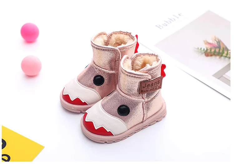 Autumn and Winter New Children's Baby Cotton Shoes In The Tube Fashion Plus Velvet Little Monsters Warm Snow Boots