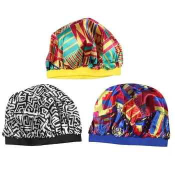

3Pcs Soft Satin Large Solid Satin Elastic Wide Band Shower Cap