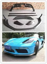  For 2016-2018 Porsche Cayman Boxster 718 Carbon fiber Front lip Side skirt Rear lip tail spoiler body kit 