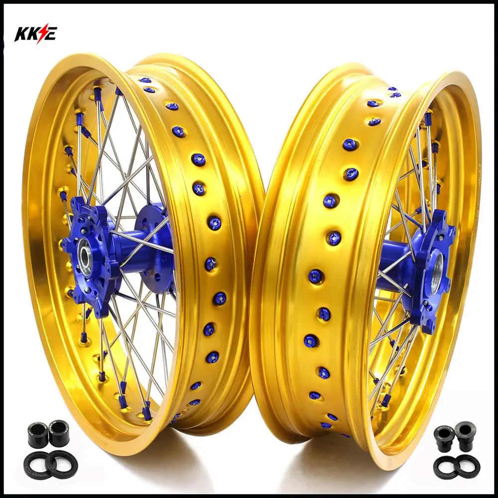 3 5/5 0 17IN. SPOKED SUPERMOTO DRZ400 00 04 DRZ400E 07 DRZ400S 18 DRZ400SM 05 колеса набор для SUZUKI золотые