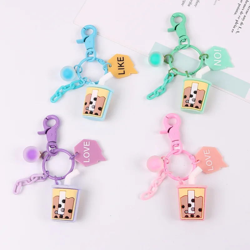 

Cute Cartoon Milk Tea Drink Figure Doll Toy Keychain Gift for Women Girl Bag Chamr Pendant Accessorys Car Keyrings